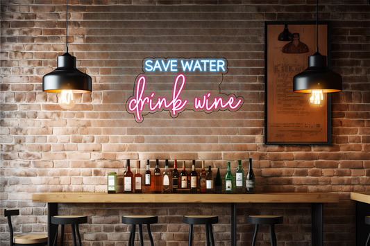 Save Water Drink Wine X NeonWorld