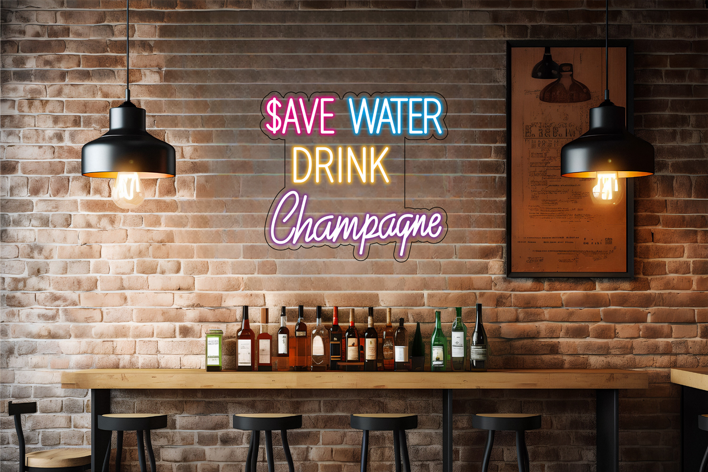 Save Water Drink Champagne X NeonWorld